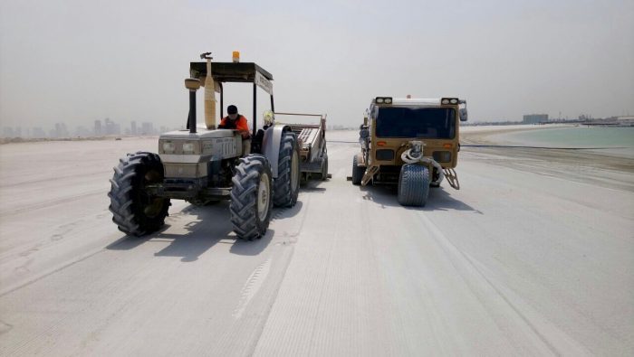 Our Cherrington machines in action at Deira Islands