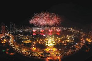 Al Majaz Waterfront, Sharjah, UAE, NYE Fireworks 2019 Al Majaz Waterfront, Sharjah, NYE Fireworks 2019